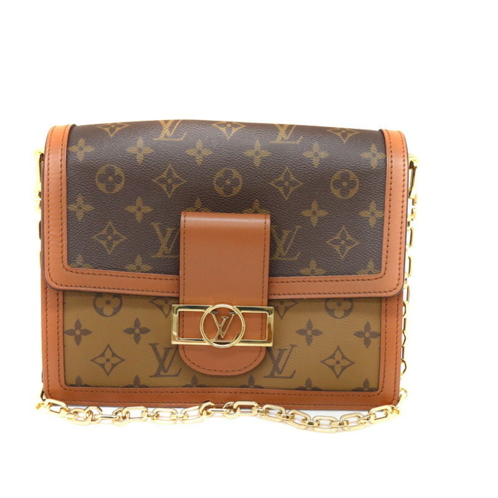 LOUIS VUITTON Dauphine Clutch Bag Shoulder Handbag Reverse Brown Camel Tan